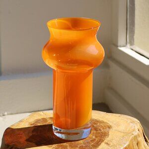 *SOLD* MCM Orange Art Glass Sculptural Vase